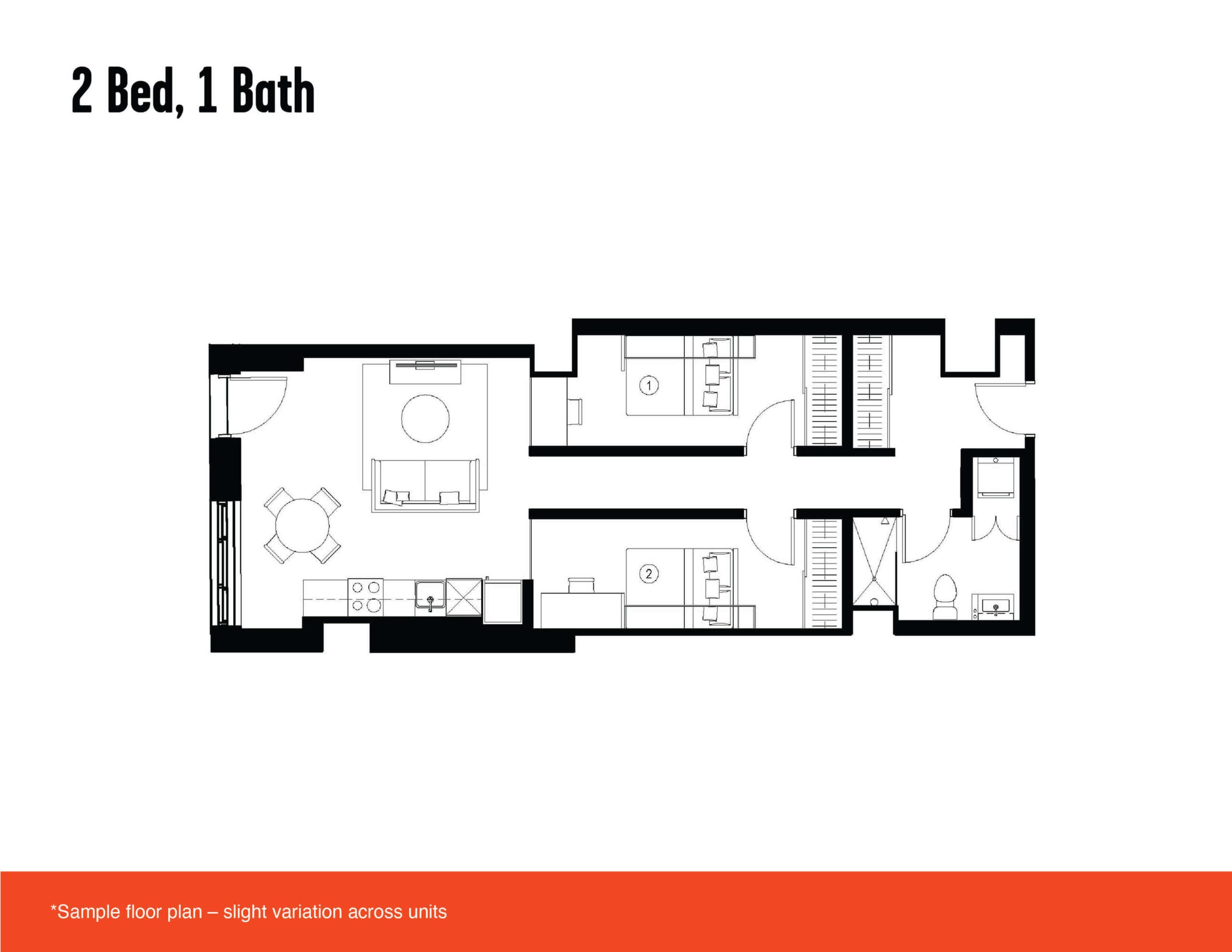 Two bedroom floor plan