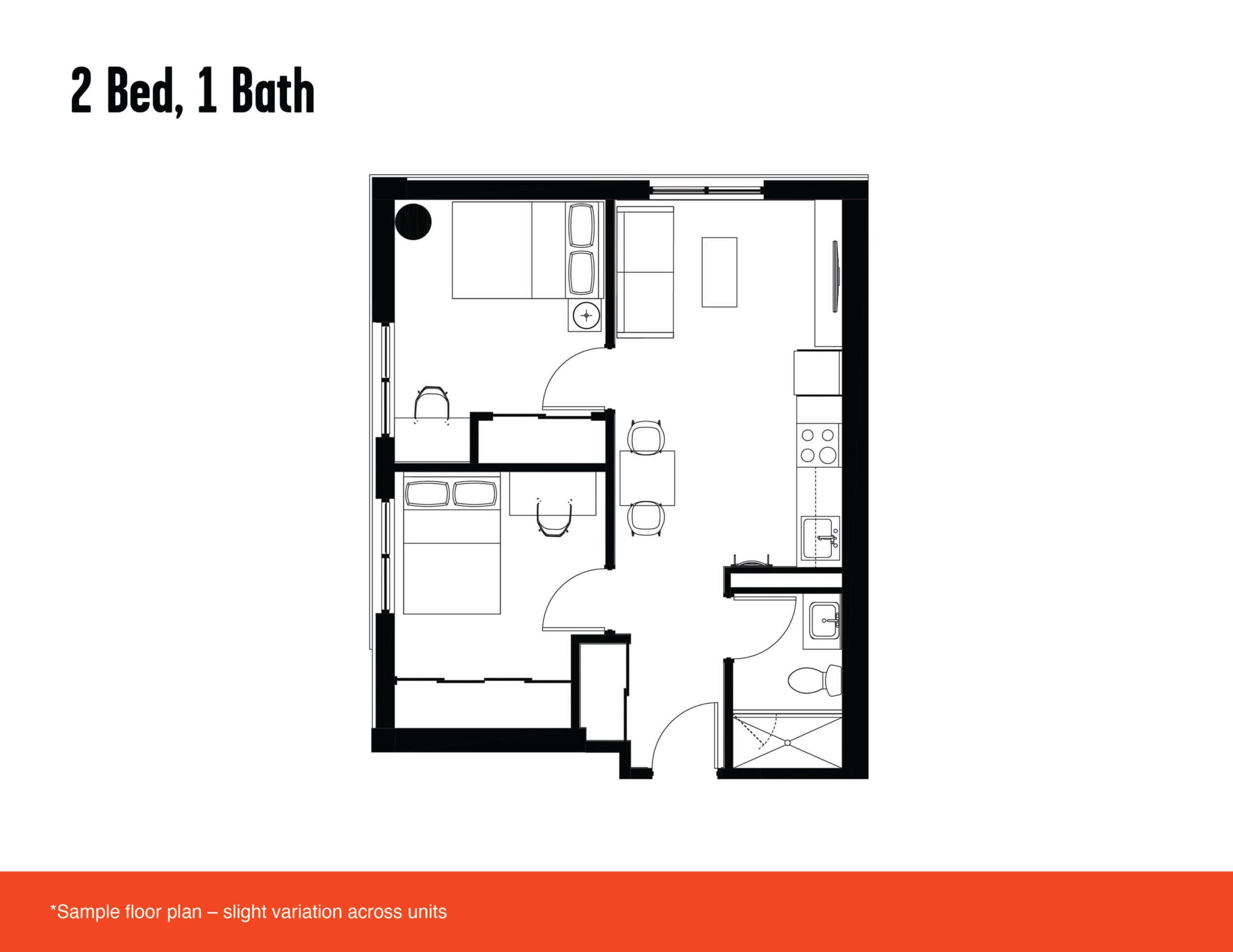 Two bedroom floor plan