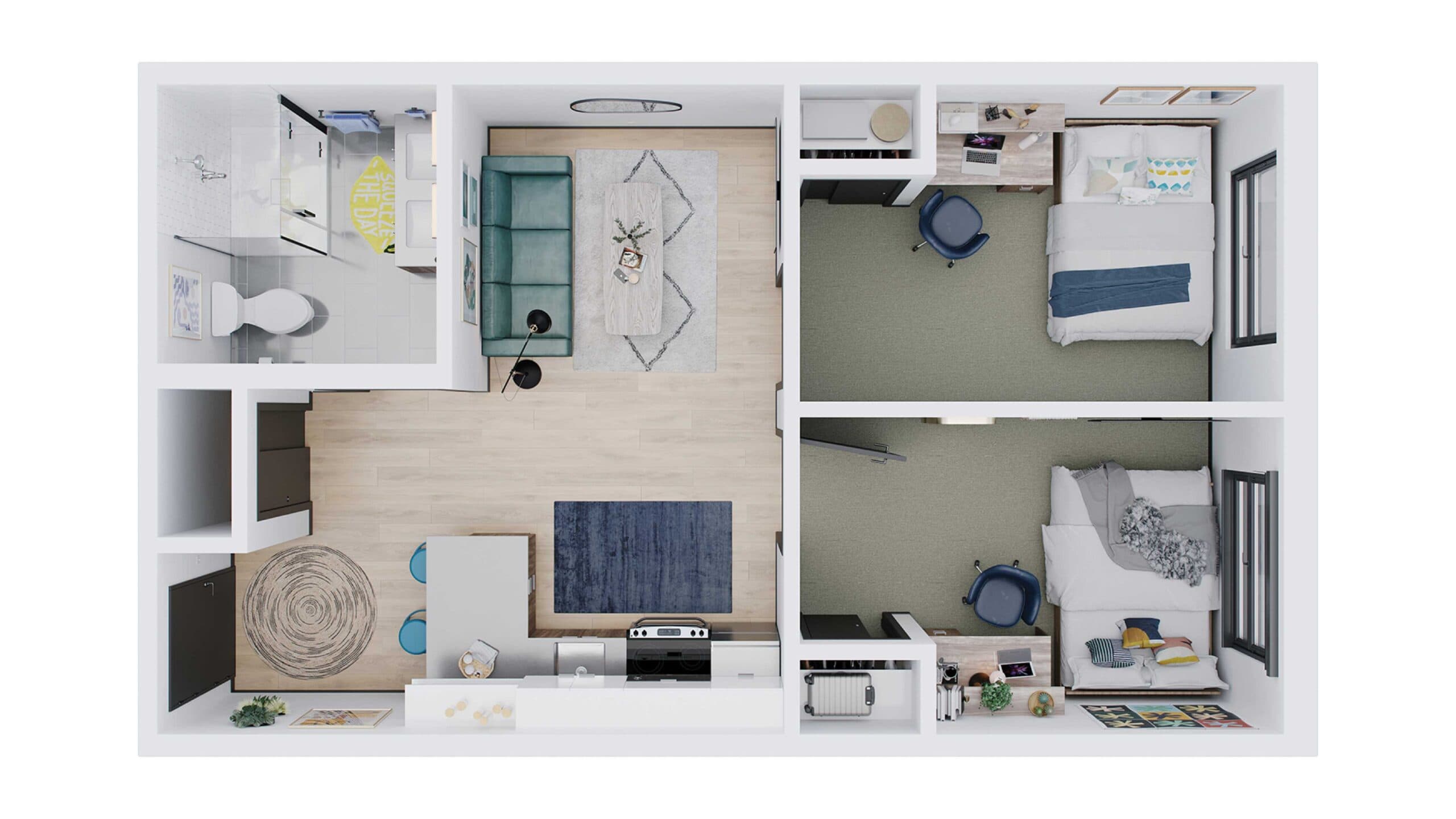 Two bedroom floor plan