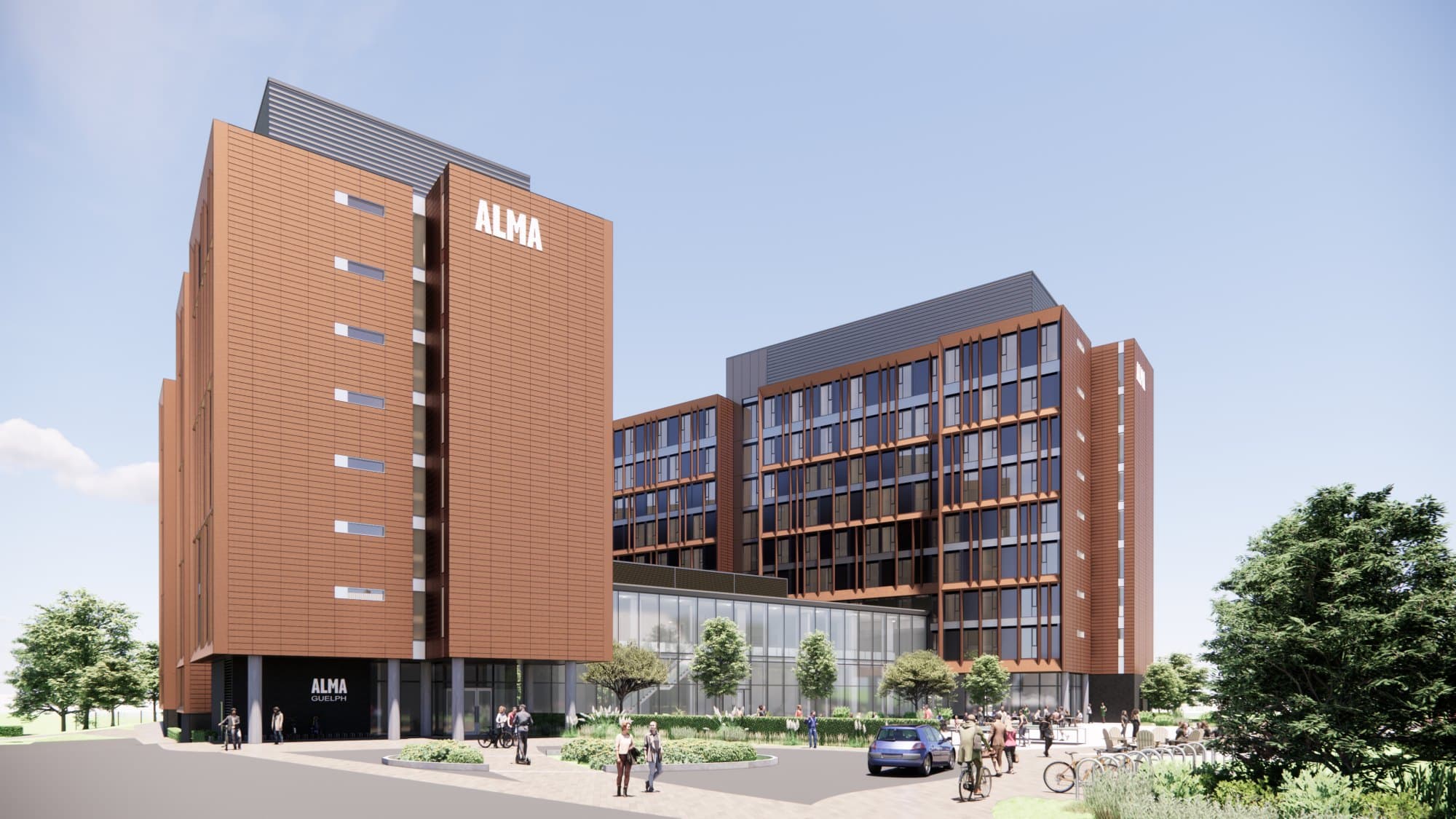 Rendering, ALMA Guelph Phase 2 entrance at 601 Scottsdale Drive