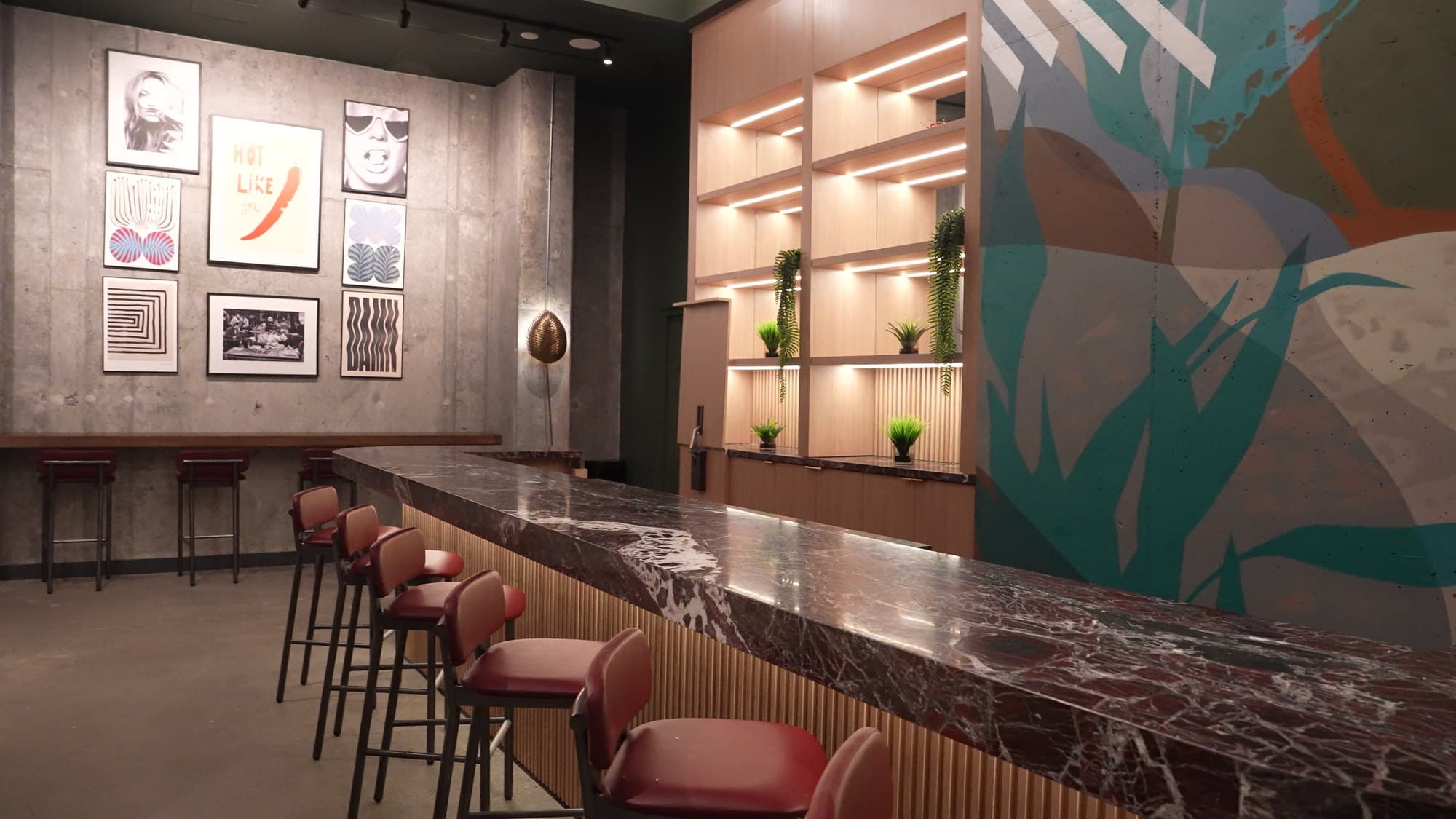 The Collective bar with backlit shelving